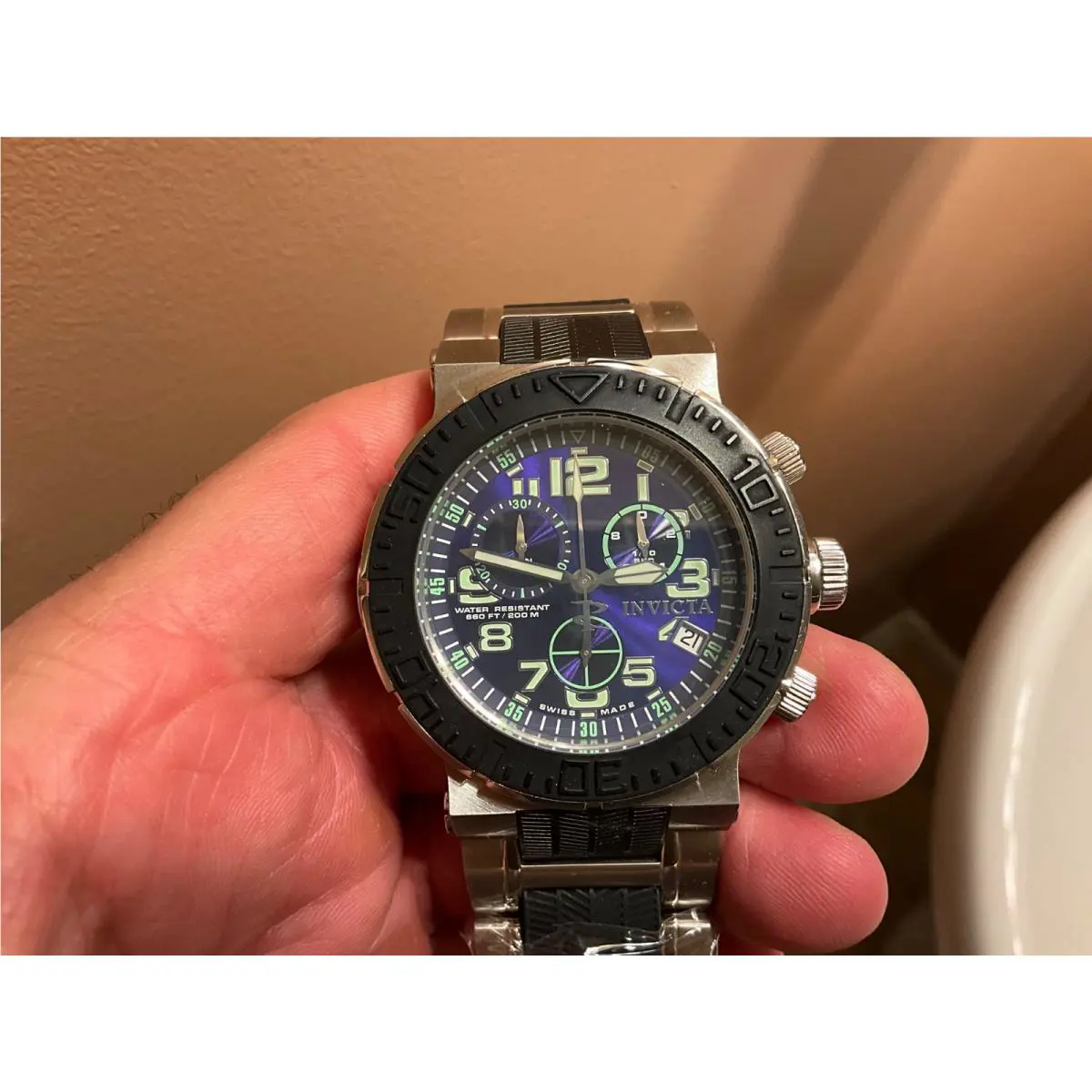 Swiss Made Invicta 6138 Reserve Sea Reef Blue Dial Chronograph Men`s Watch