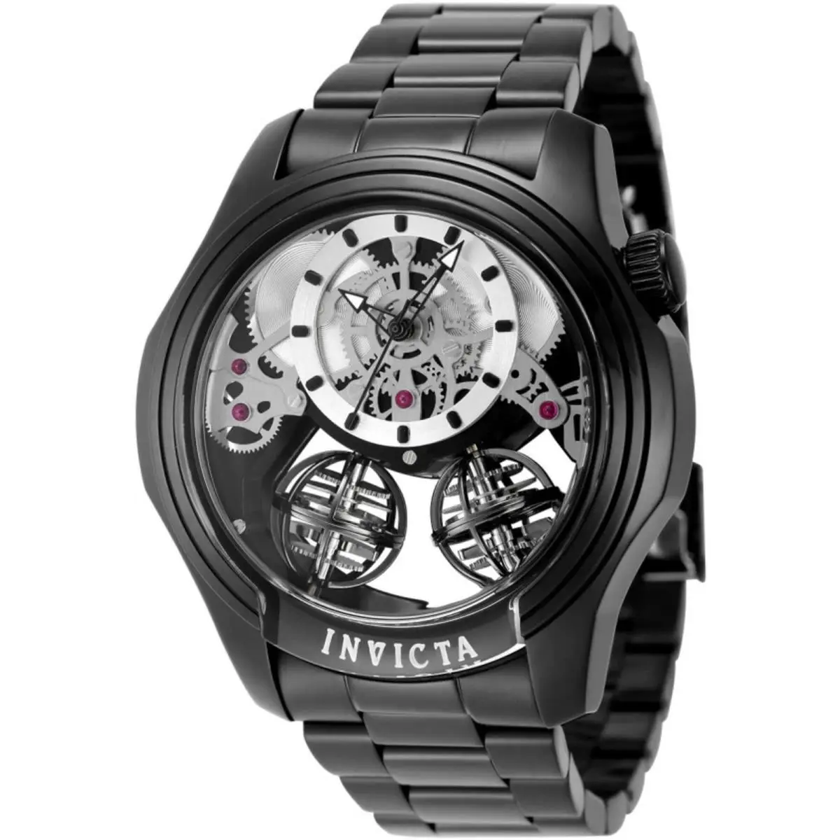 Invicta 48899 Specialty Twin-axis Men`s 46mm Black Skeleton Dial Steel Watch