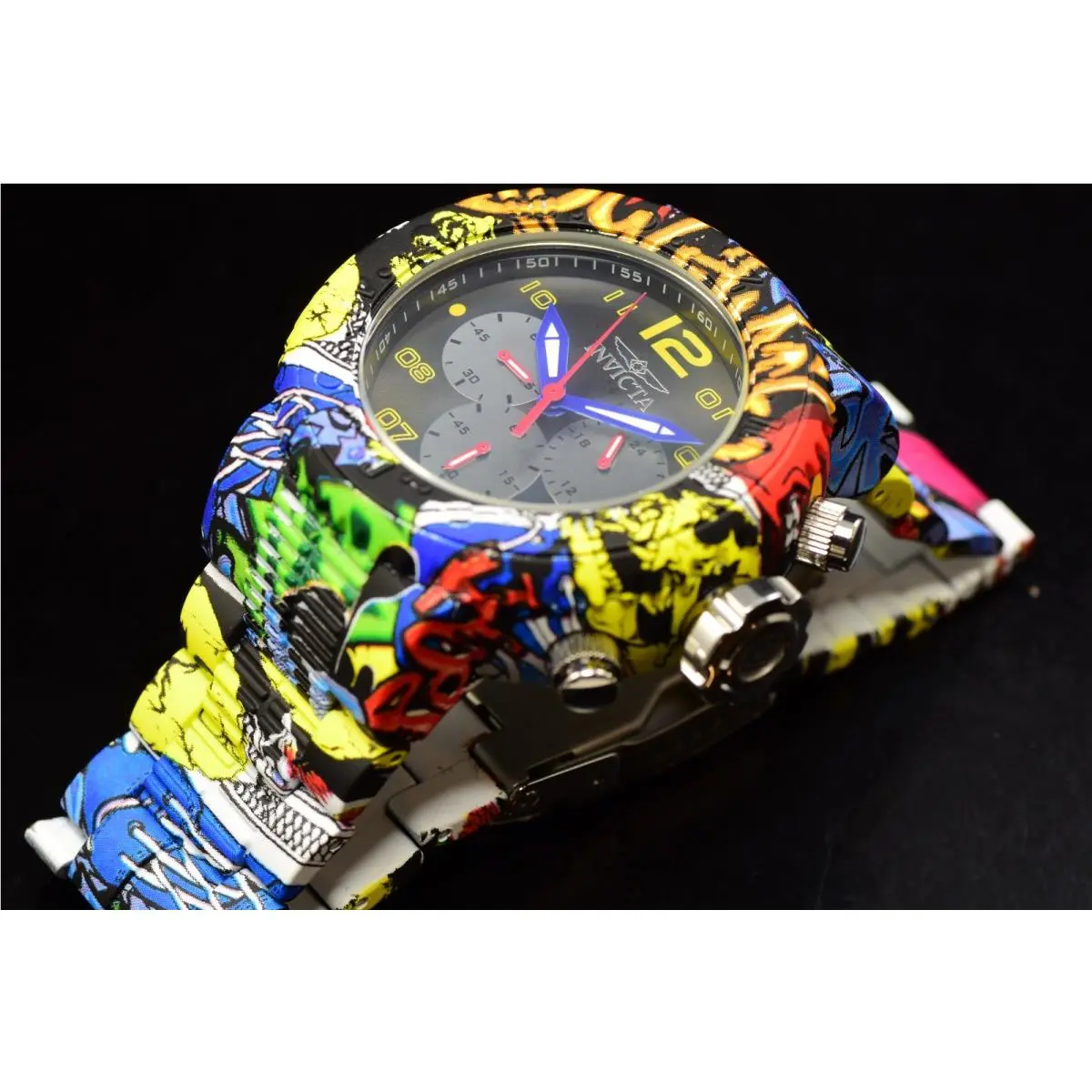 Invicta Mens Pro Diver Grafitti Hydroplated Quartz Chronograph SS Colorful Watch