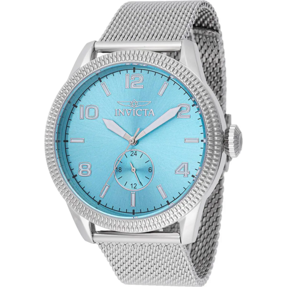 Invicta Men`s Watch Vintage Quartz Light Blue Dial Silver Tone Bracelet 48914 - Dial: Light Blue, Band: Silver
