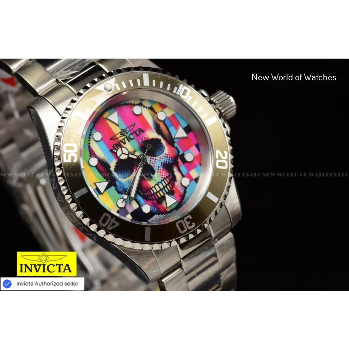 Invicta Pop Art Men`s Limited Editions Skull Dial SS Quartz 40mm Watch