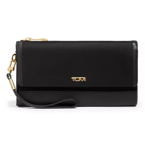 Voyageur Travel Wallet / Wristlet Black /gold Hardware in Gift Box by Tumi