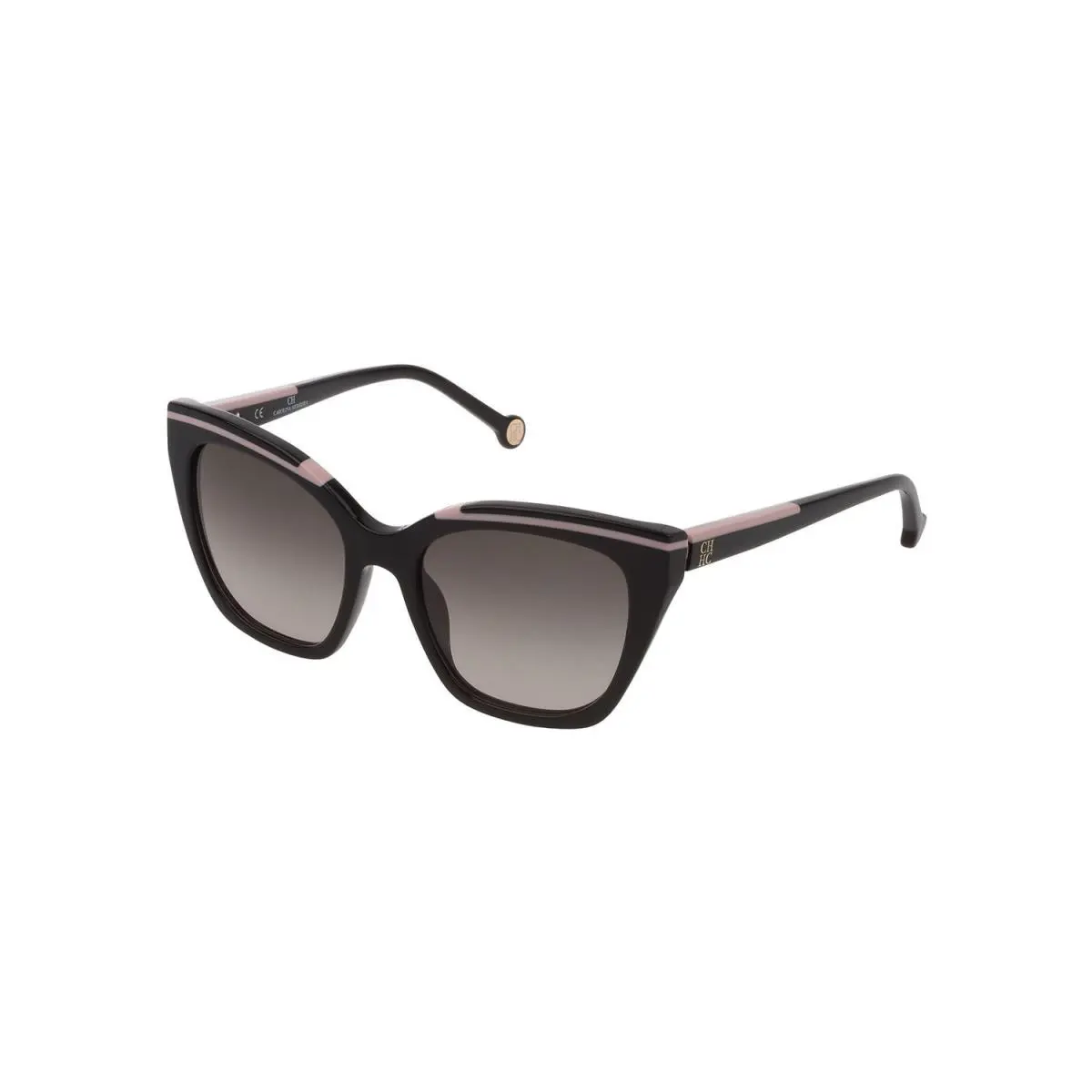Carolina Herrera SHE832 0700 Black-pink Sunglasses 54mm / / - Frame: Black, Lens: grey