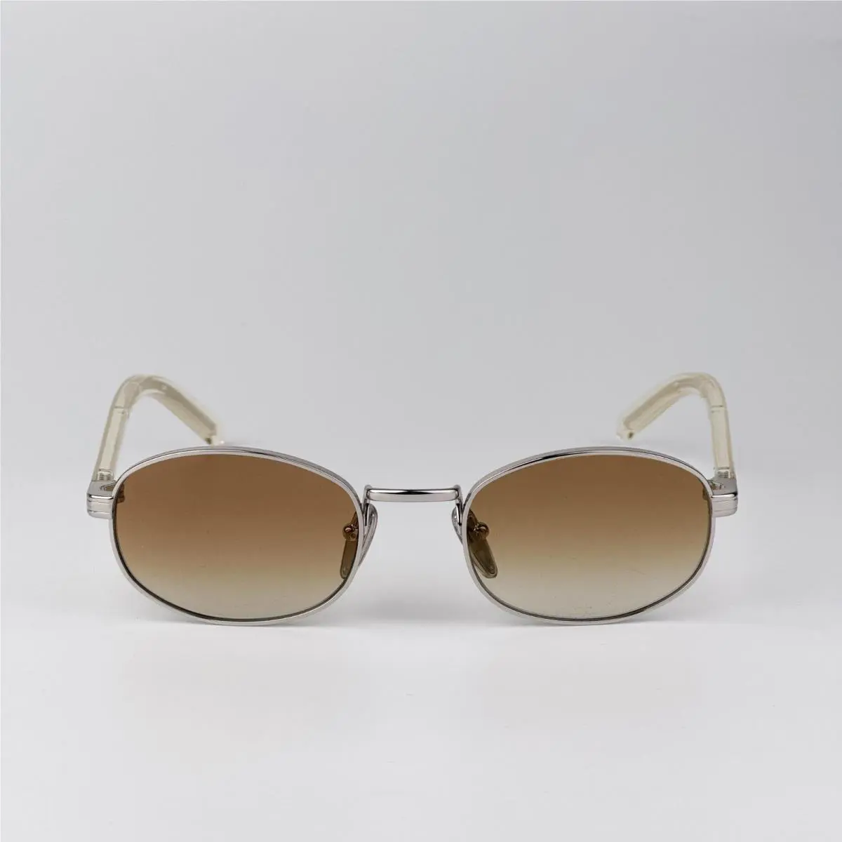 Prada Men Sunglasses Silver Yellow Grad Brown Oval PRB53S 1BC80K
