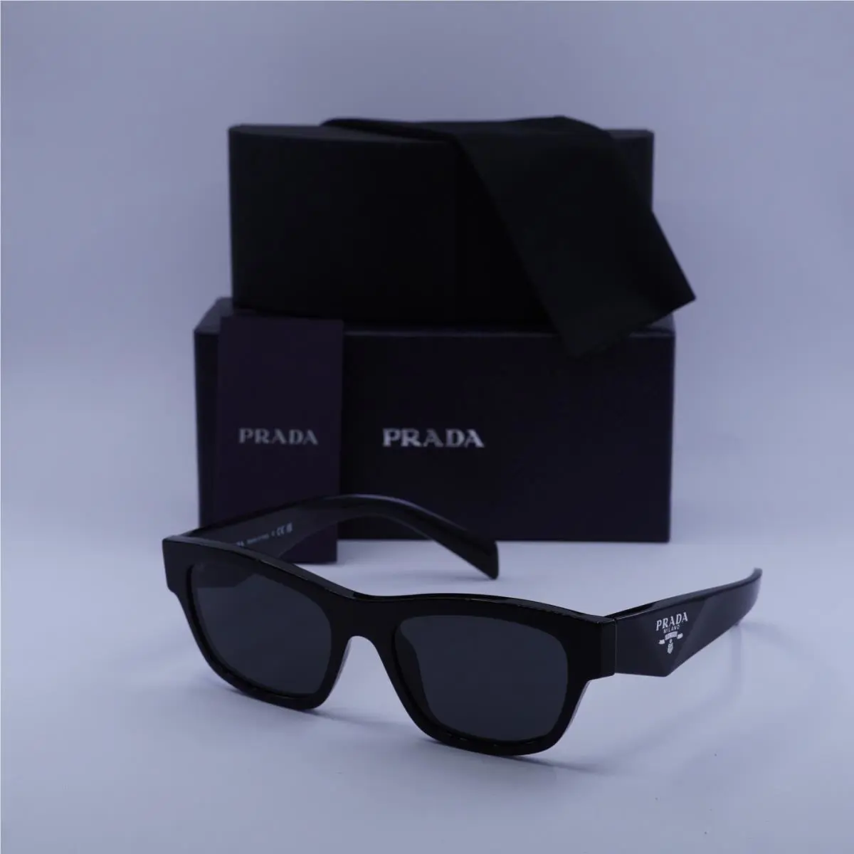Prada Dark Grey Rectangular Ladies Sunglasses PR B09S 16K08Z 54 PR B09S 16K08Z