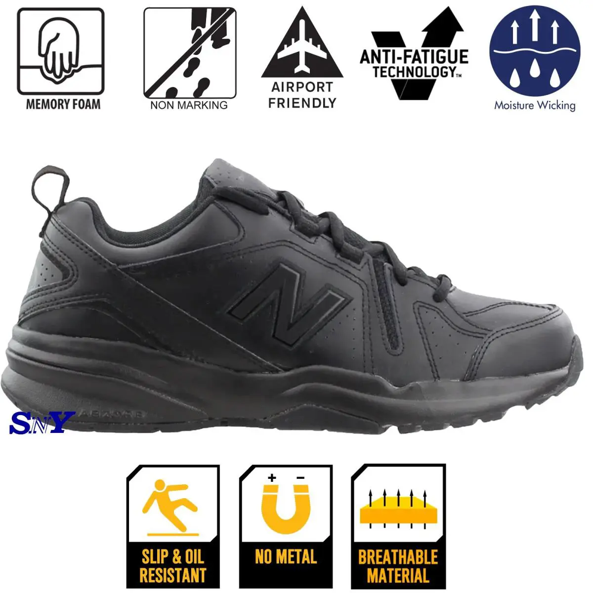 New Balance Women`s Slip Resistant Shock Absorbing Black Service Shoes 10 Wide - Black