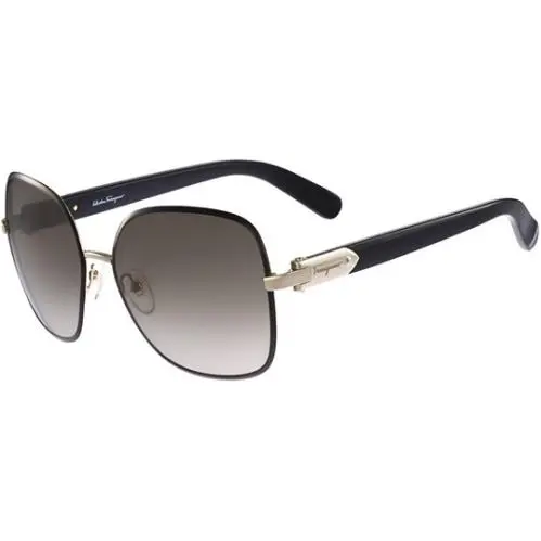 Salvatore Ferragamo Women`s Black/lt Gold Butterfly Sunglasses SF150S-733 Italy