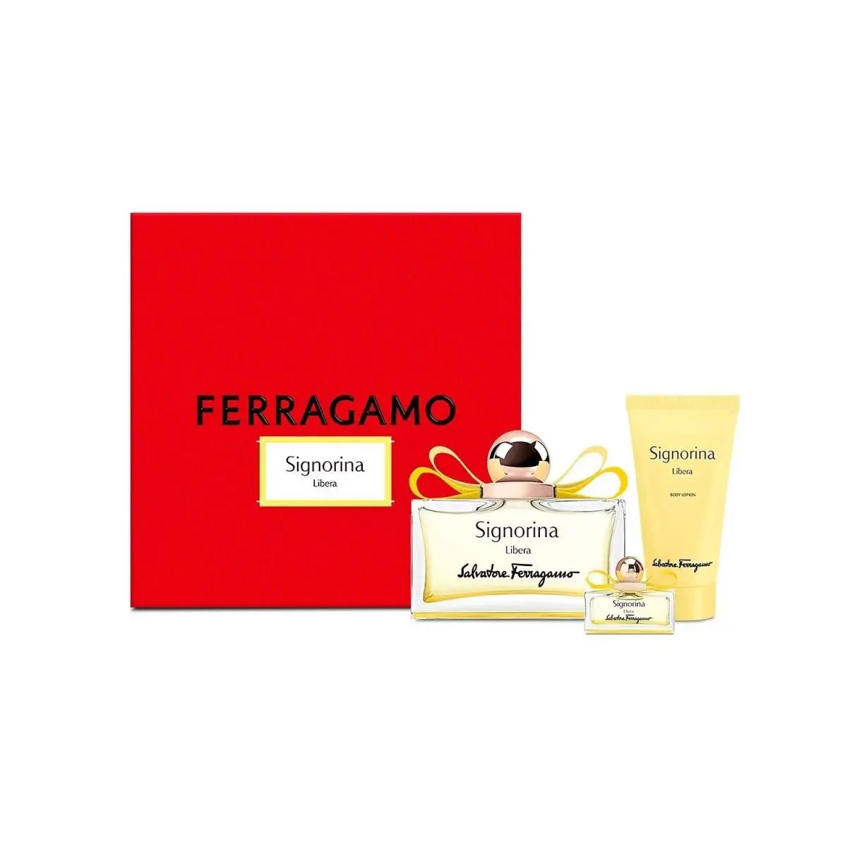 Signorina Libera 3.4 Edp+ 1.7 Lotion+ Travel Spray Set by Salvatore Ferragamo
