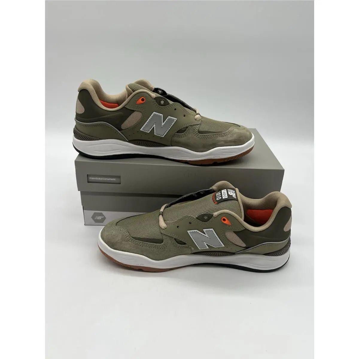 New Balance 1010 Tiago Men 9.5D Lemos Olive White Suede Lace Up Sneakers Shoes - Green