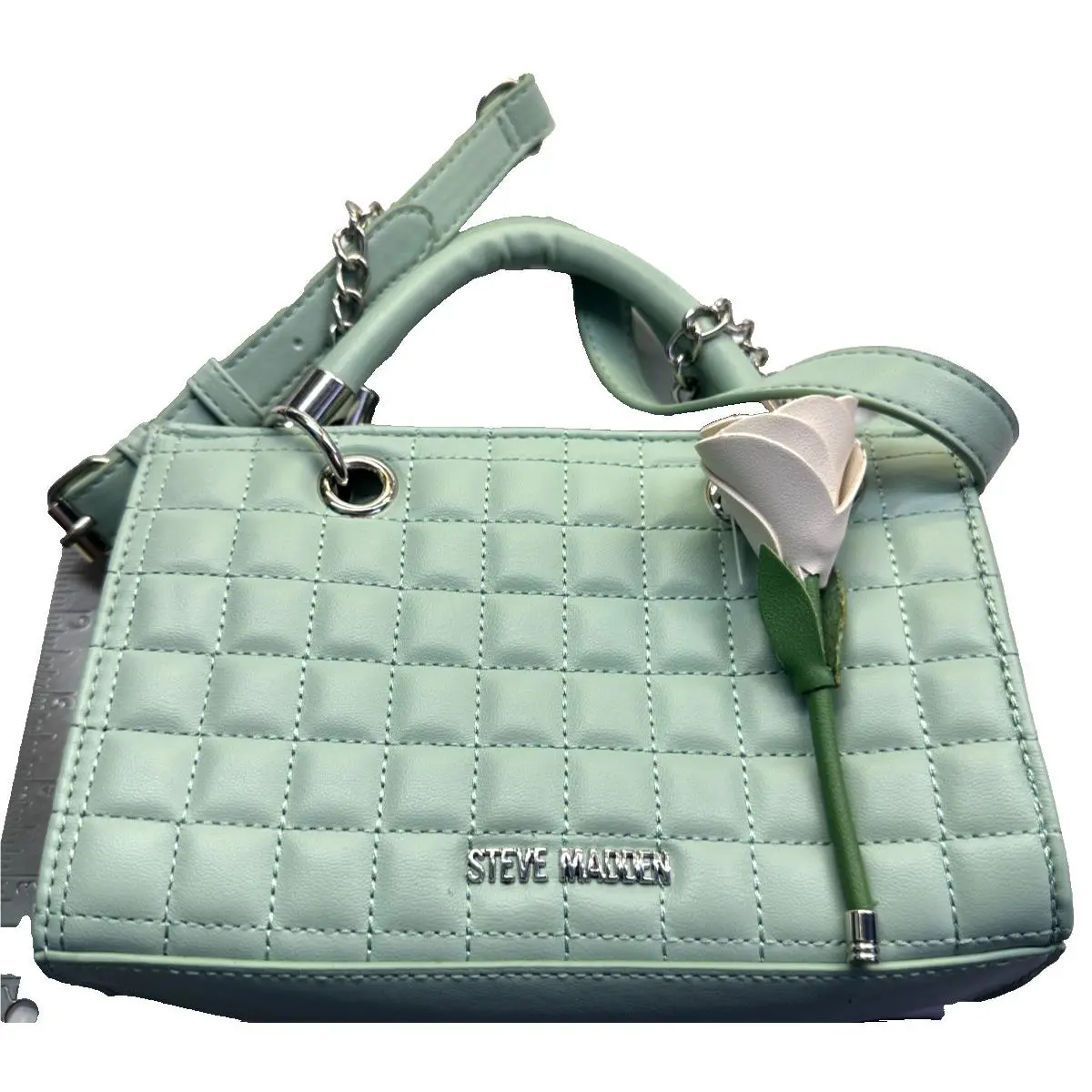 Steve Madden Mint Quilted Crossbody Purse Bag BCAROLA3 C1 Make Offer