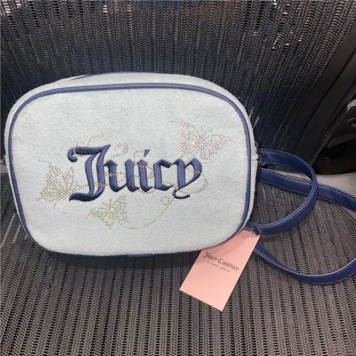 Juicy Couture Wingin It Camera Bag Pastel Turquoise Butterflies