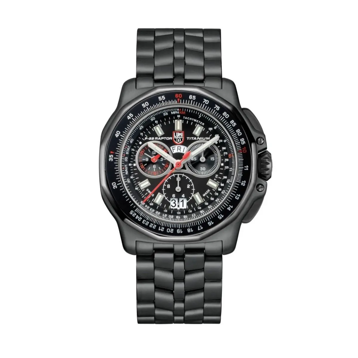 Swiss Made Luminox F22 Raptor 44mm All Titanium 9270 Series Pilot Watch XA.9272
