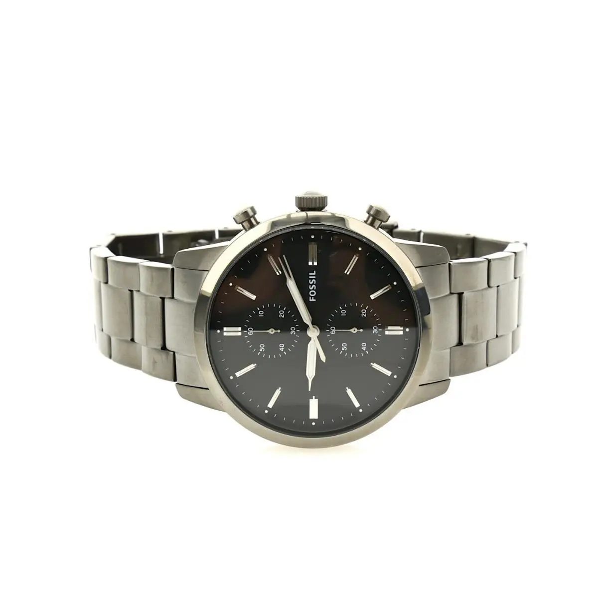 Fossil Townsman FS5349 Stainless-steel Japanese Quartz Fashion Men`s Watch F1703 - Dial: Black, Band: Silver