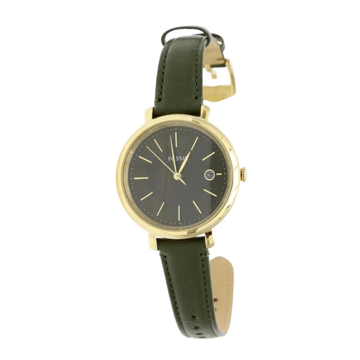 F1024 Womens Jacqueline Solar-powered Olive Eco Leather Watch 36 mm by Fossil