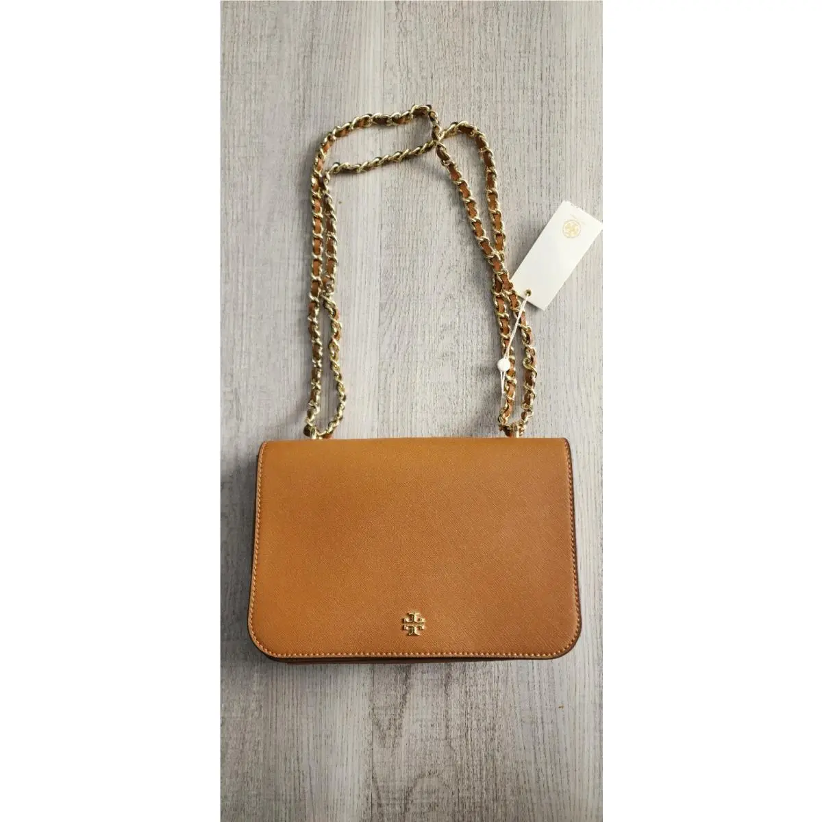 Tory Burch Emerson Flap Adjustable Shoulder Bag Crossbody in Tan
