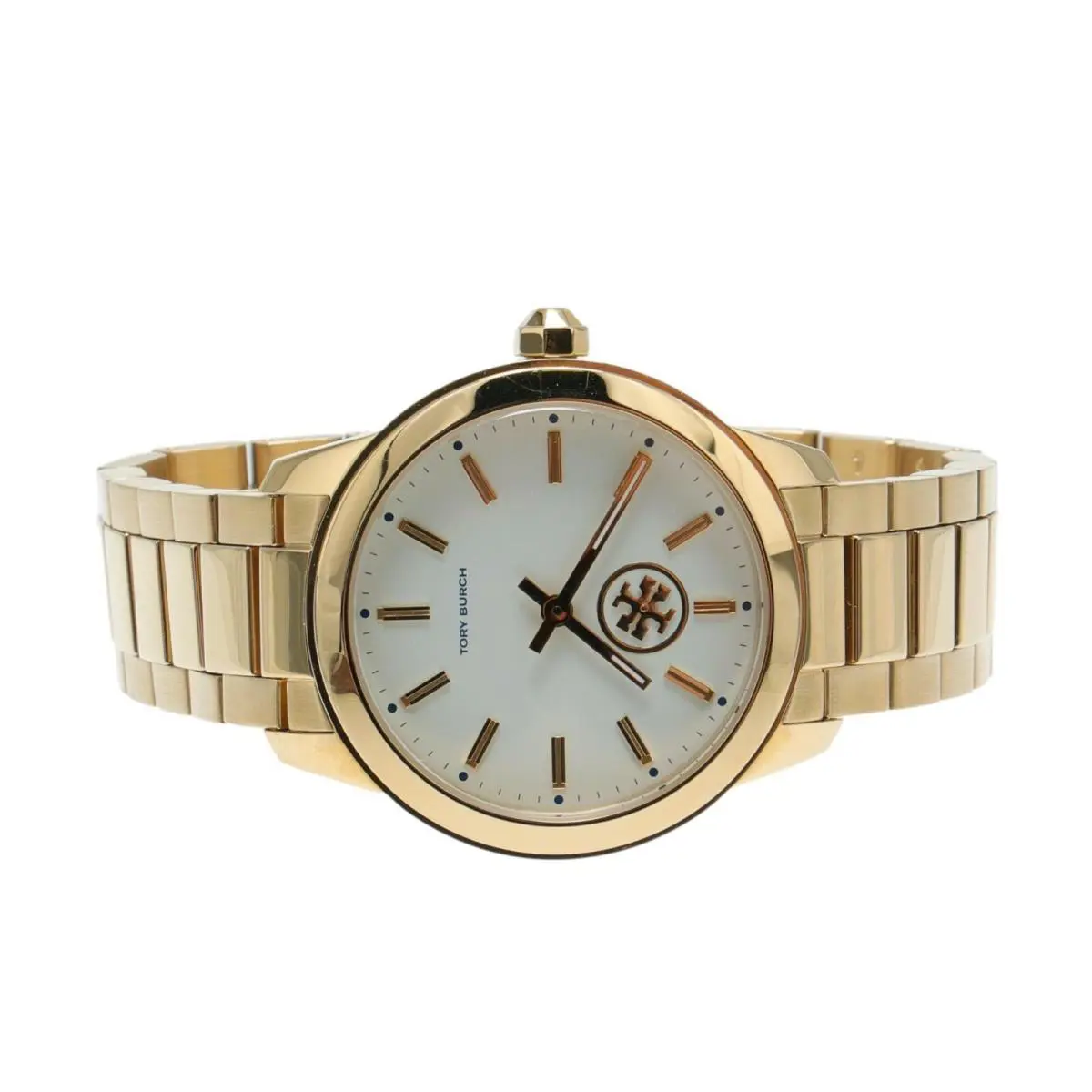 Tory Burch Collins Gold Tone Bracelet Watch F1153 - Dial: White, Band: Gold