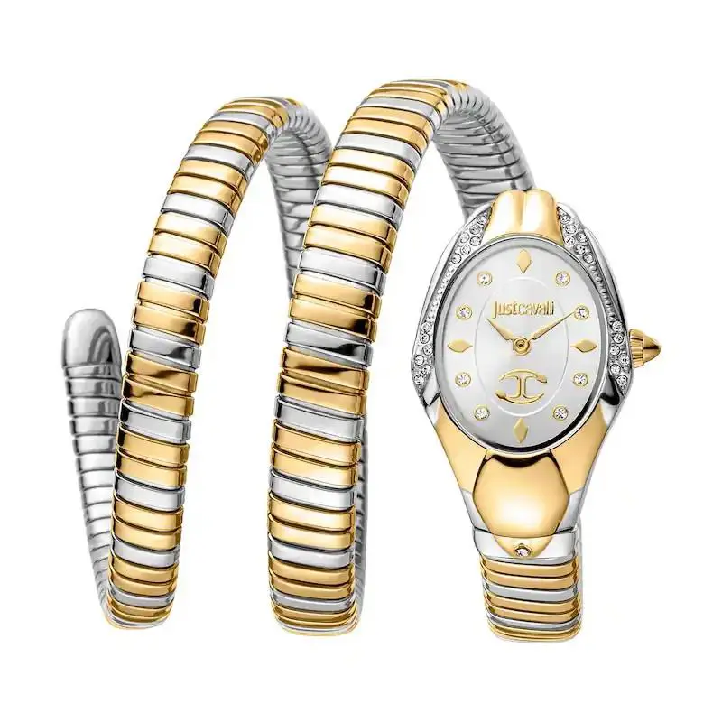 Just Cavalli Snake Women`s JC1L185M0045 Signature Snake Gold Silver Watch