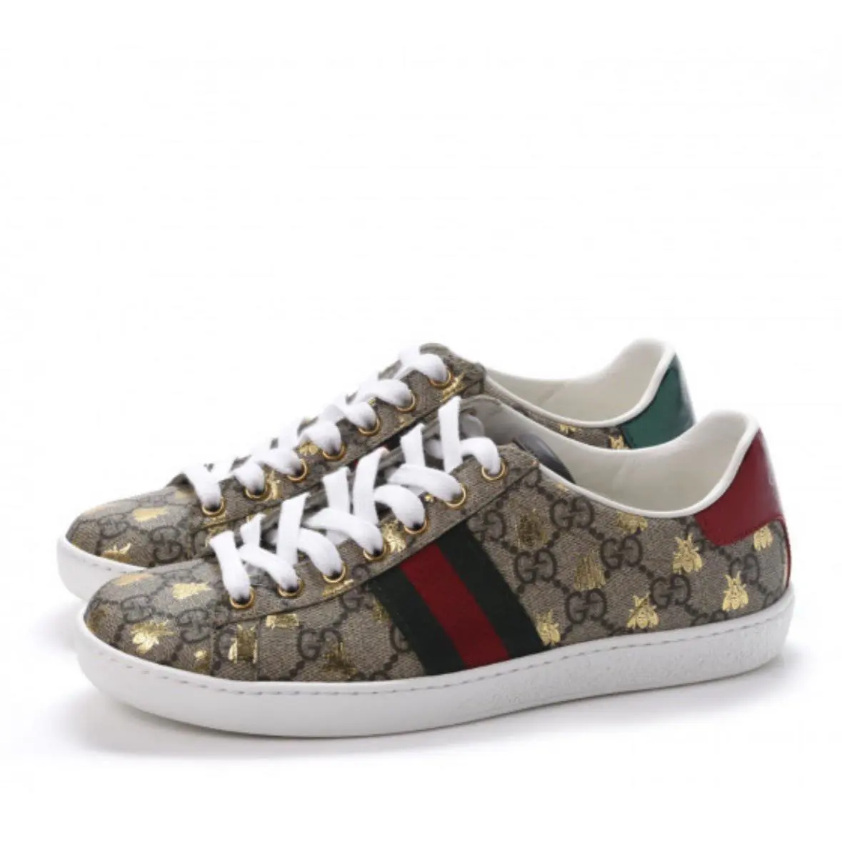 Gucci Ace Bee Print Canvas Sneakers Men`s Brown US 14.5