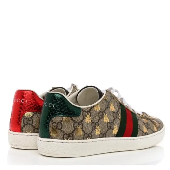 Ace Bee Print Canvas Sneakers Men`s Brown US 13.5 by Gucci