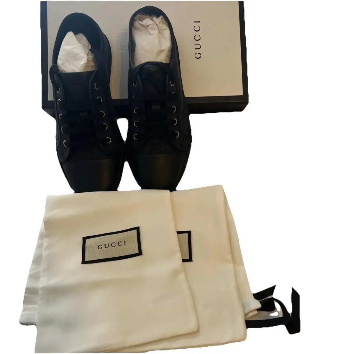 Gucci “gg” Women’s Canvas Low Black Sneakers Size 37 1/2
