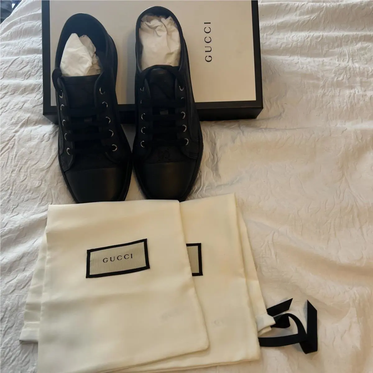 Gucci “gg” Women’s Canvas Low Black Sneakers Size 37 1/2
