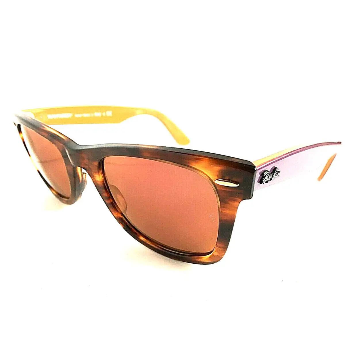 Ray-ban RB 2140 Wayfarer Polished Havana Amber 50mm Men`s Sunglasses - Frame: Havana, Lens: Red