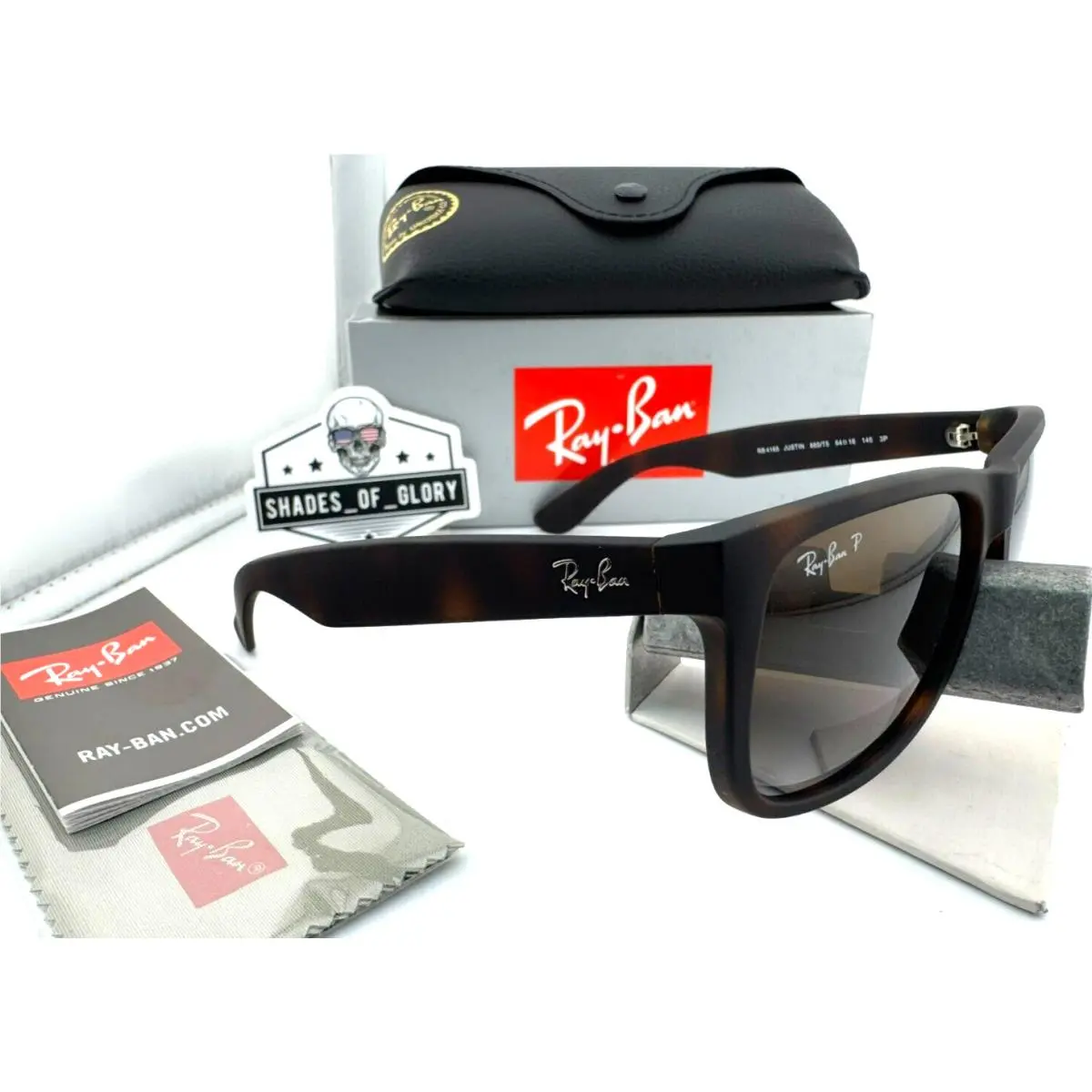 Ray-ban Justin RB4165 865/T5 Rubber Havana Gradient Brown Polarized Sunglasses