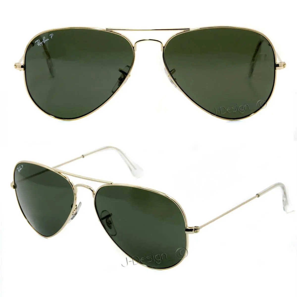 Ray Ban RB 3025 001/58 Aviator Polarized Gold Green Large Size 58/14 Sunglasses
