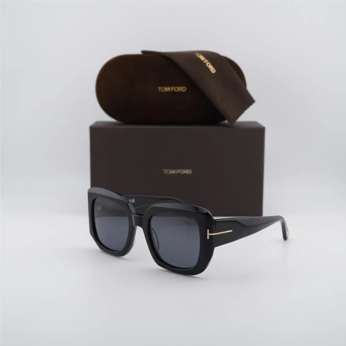 Tom Ford FT1220 01D Shiny Black/smoke Polarized 52-21-140 Sunglasses