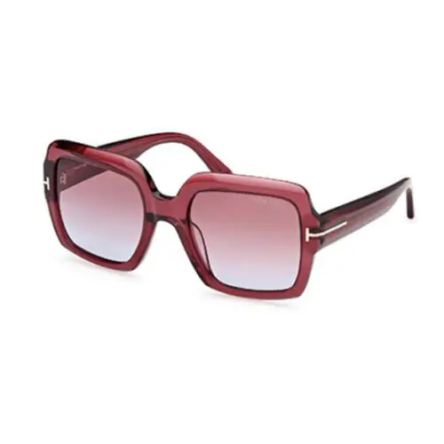 Tom Ford Kaya FT1082 66Y Shiny Dark Red/violet Square Women`s Sunglasses - Frame: Shiny Dark Red, Lens: Violet