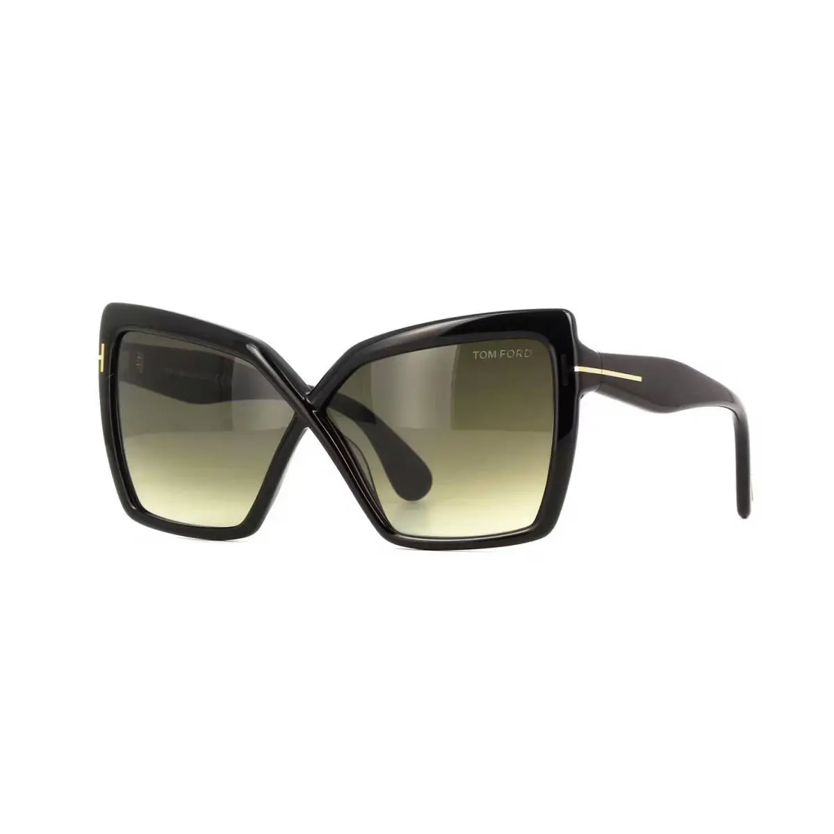 Tom Ford Fiore FT1195 Shiny Black/grey Brown Gradient 01B Sunglasses - Frame: Shiny Black, Lens: Grey Brown Gradient