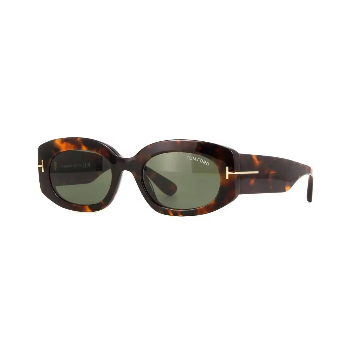Tom Ford Cielle FT1187 Shiny Dark Havana/green 52N Sunglasses - Frame: Shiny Dark Havana, Lens: Green
