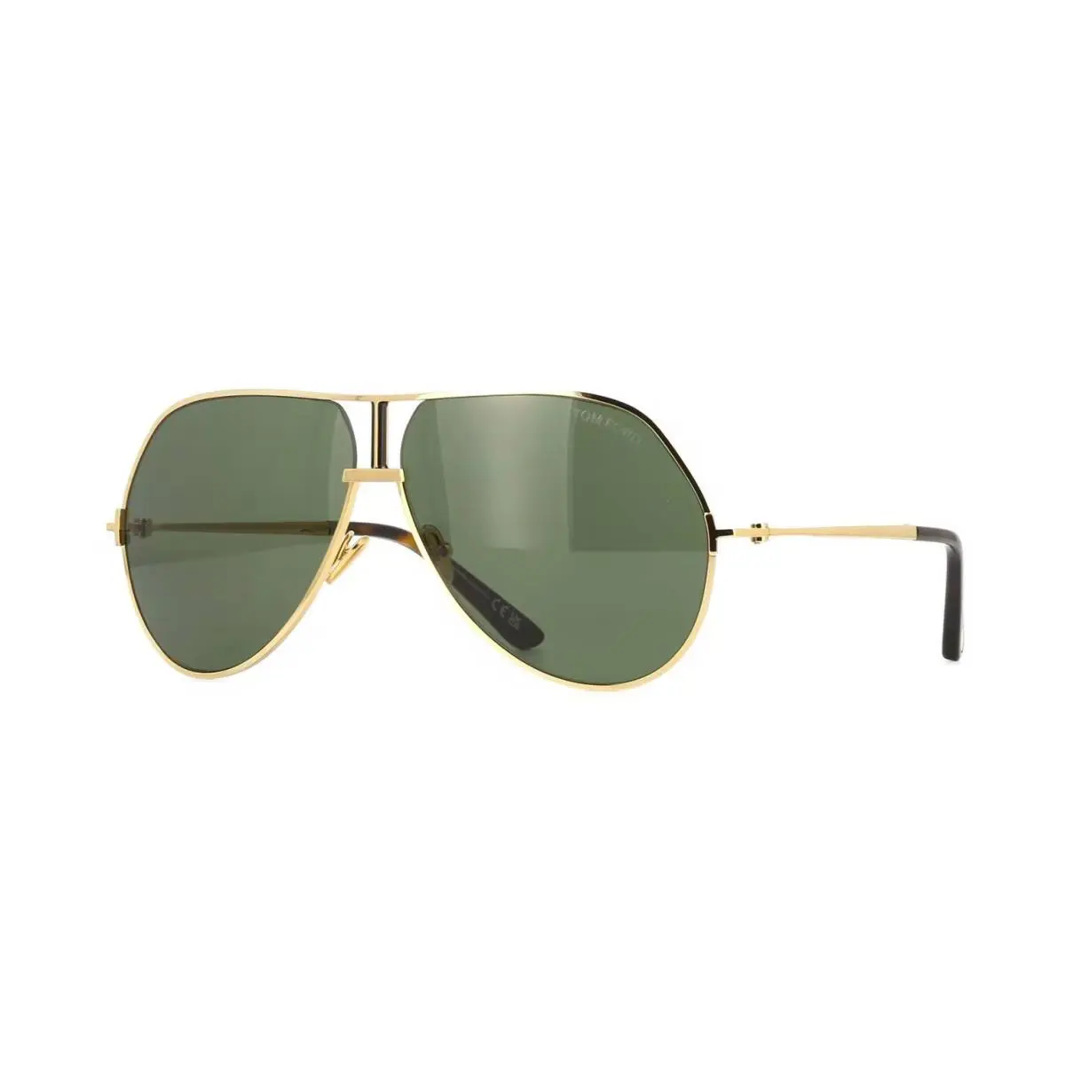 Tom Ford RICKIE-02 FT1281 Shiny Gold/green 30N Sunglasses - Frame: Shiny Gold, Lens: Green