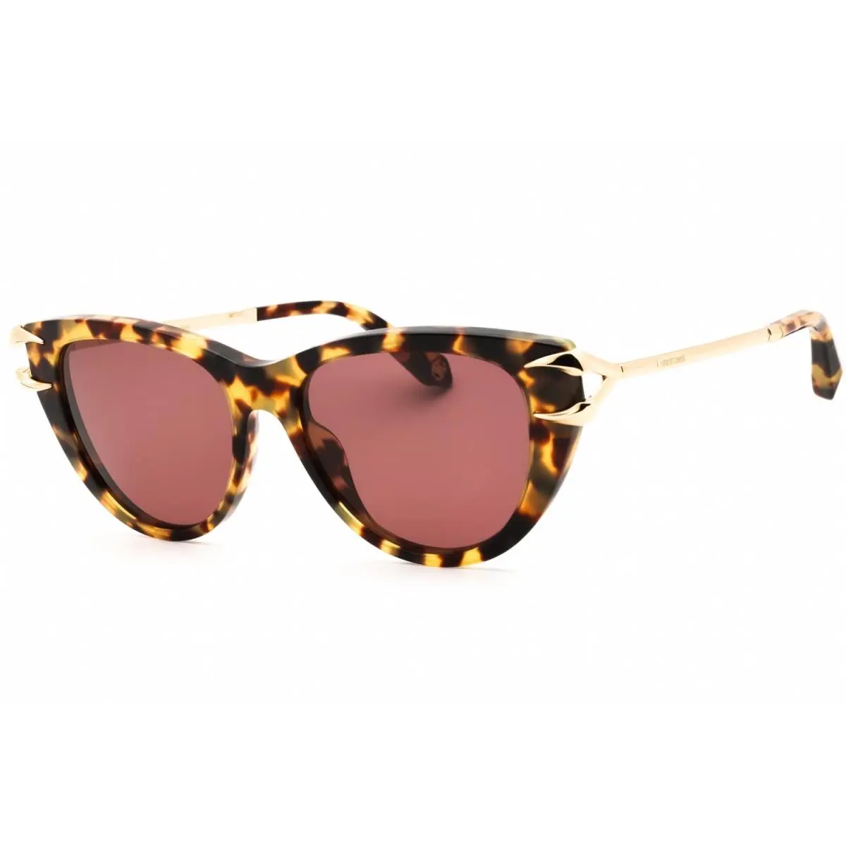 Roberto Cavalli SRC031 0777 Sunglasses Matte Yellow Havana Frame Mauve Lens 55mm