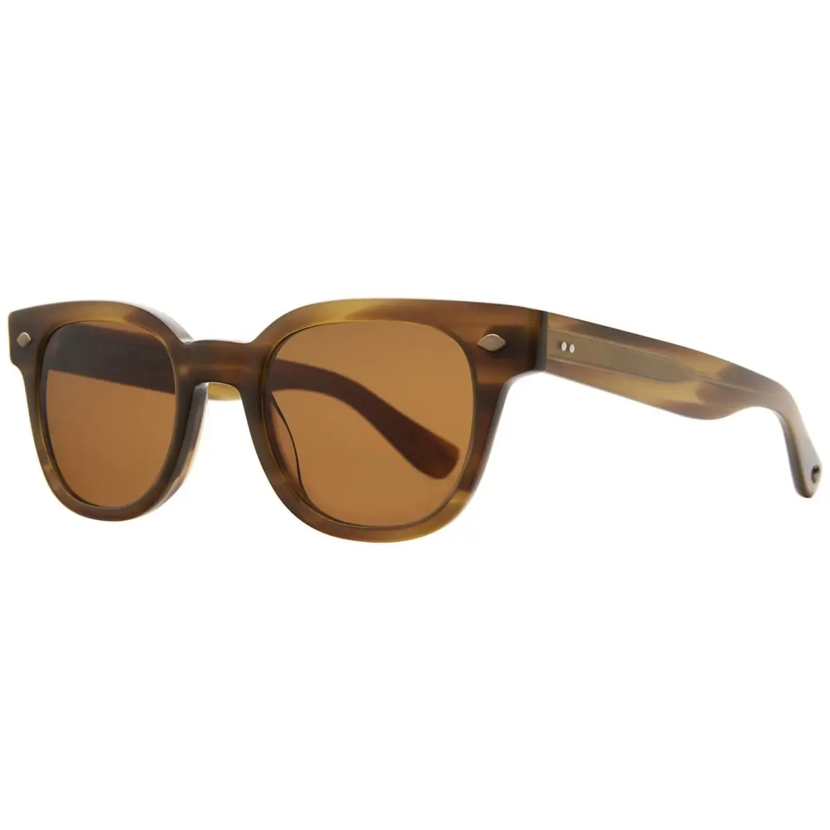 Garrett Leight Canter Rounded Square Classic Sunglasses w/ Glass Lens - 2113-47