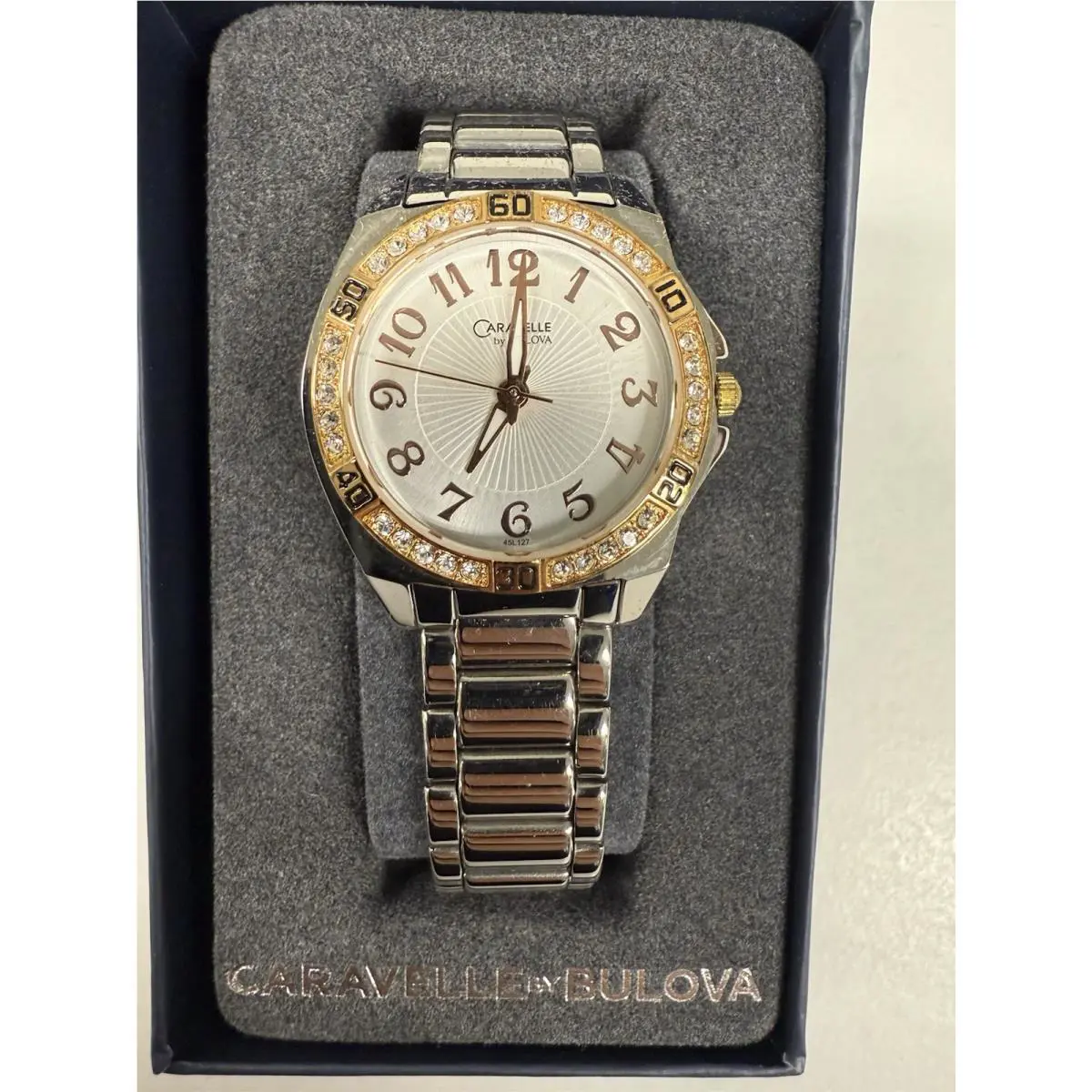 Caravelle by Bulova 45L127 Women`s Round Analog Crystals Gold-tone Bezel Watch