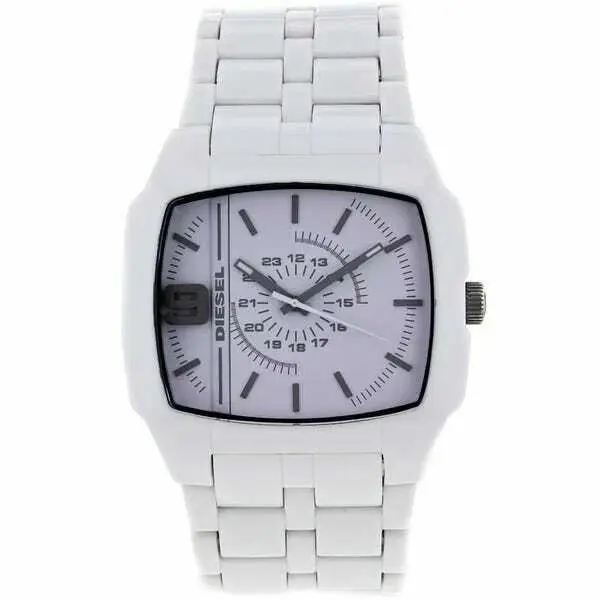 Diesel Men`s DZ1548 Analog Silver Dial Polished Acetate Quartz 46mm Dress Watch