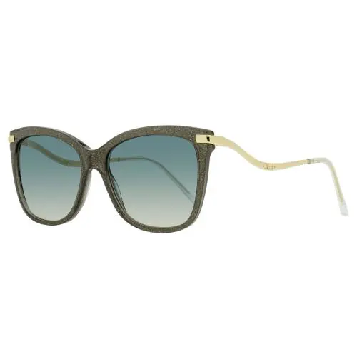 Jimmy Choo Rectangular Sunglasses Steff P4GI4 Gray Glitter 55mm - Frame: Gray Glitter, Lens: Gray Gradient