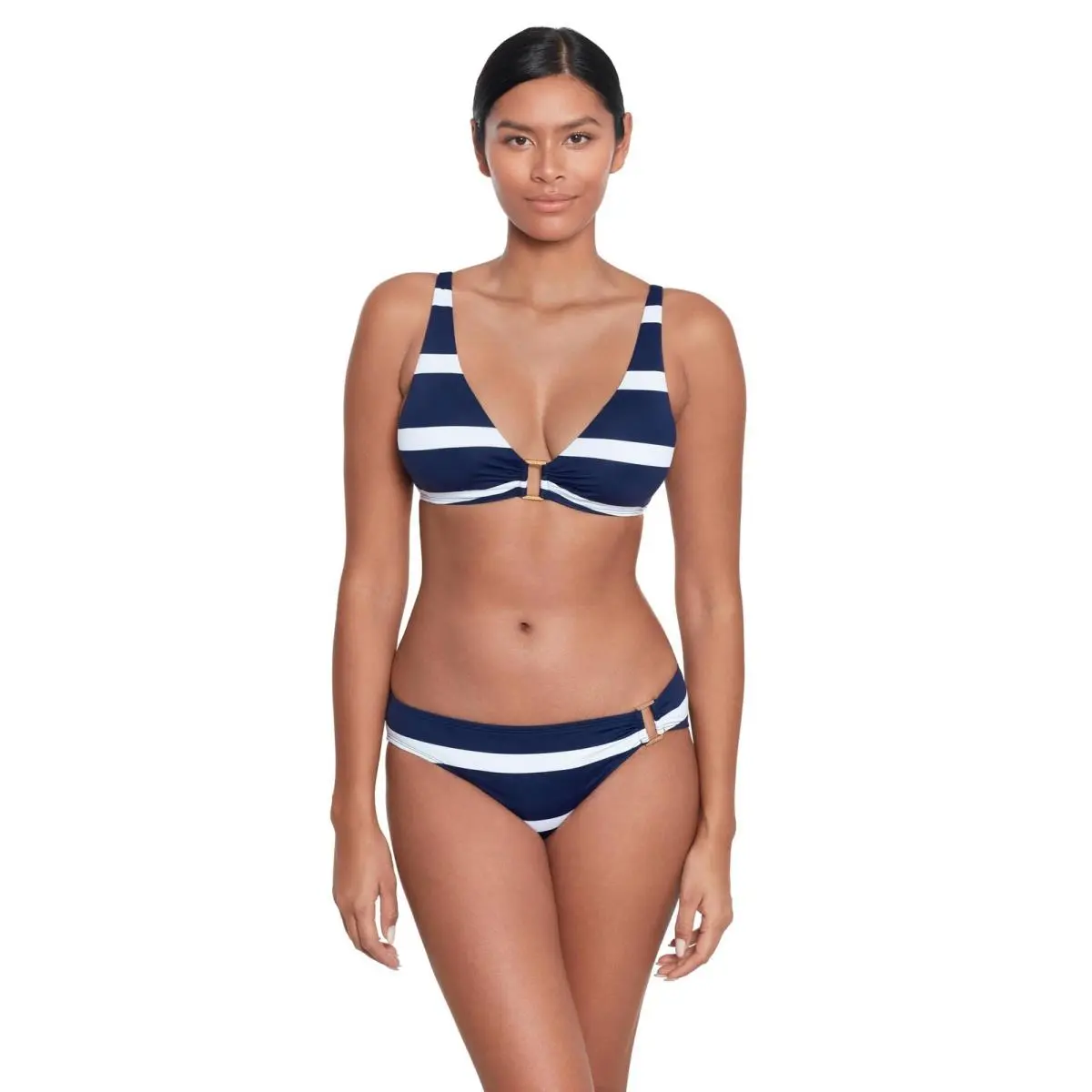 Lauren Ralph Mariner Stripe Ring Over The Shoulder Top Blue 8