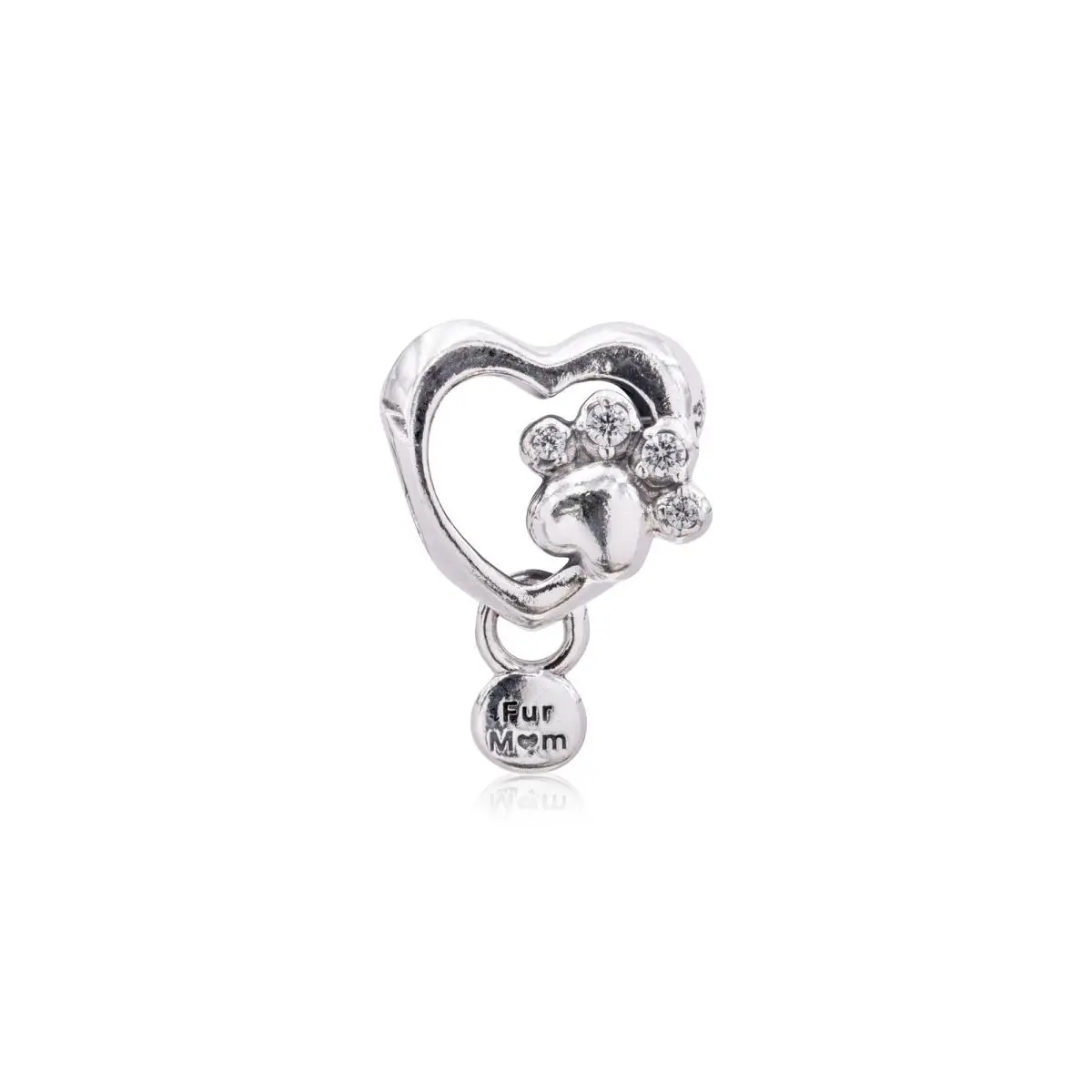 Sparkling Paw Print Heart Charm 798873C01 by Pandora