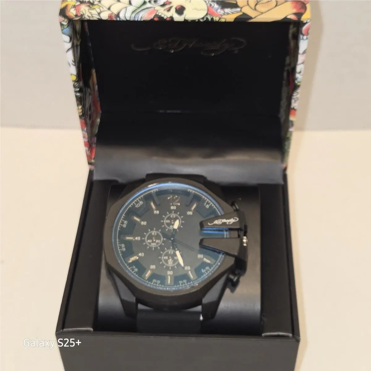 Singles Chronograph Watch Blacked Out 50445 by Ed Hardy