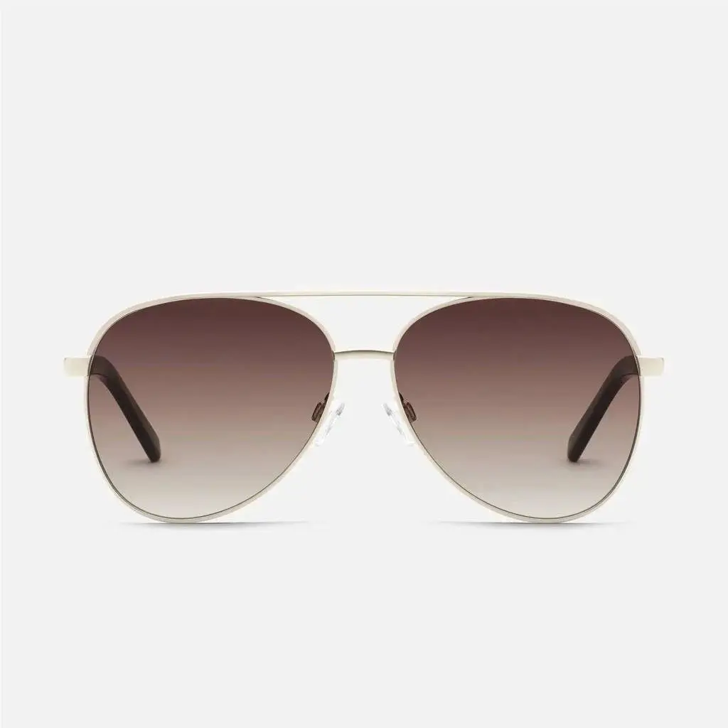 Quay Unisex Vivienne QC-000098 Gold Aviator Frame /brown Lenses Sunglasses