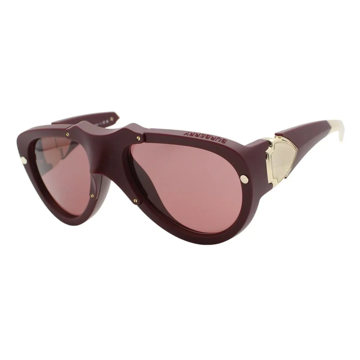 Burberry B 4433-U 4140/75 Matte Burgundy Gold Sunglasses 57-20-125 W/case