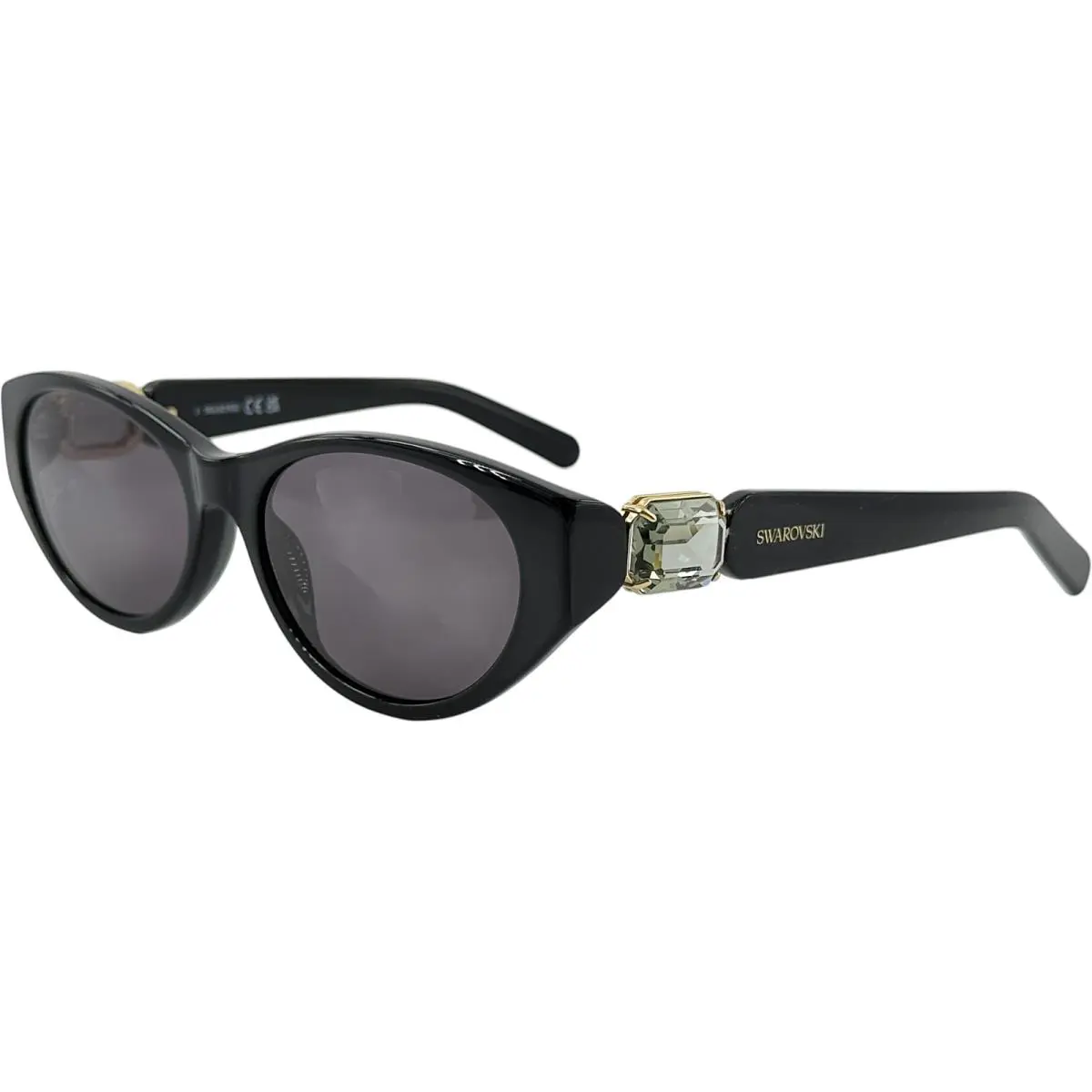 Swarovski SK0350 Womens Plastic Sunglass 01A Shiny Black 55-17 Gray Lens w Case