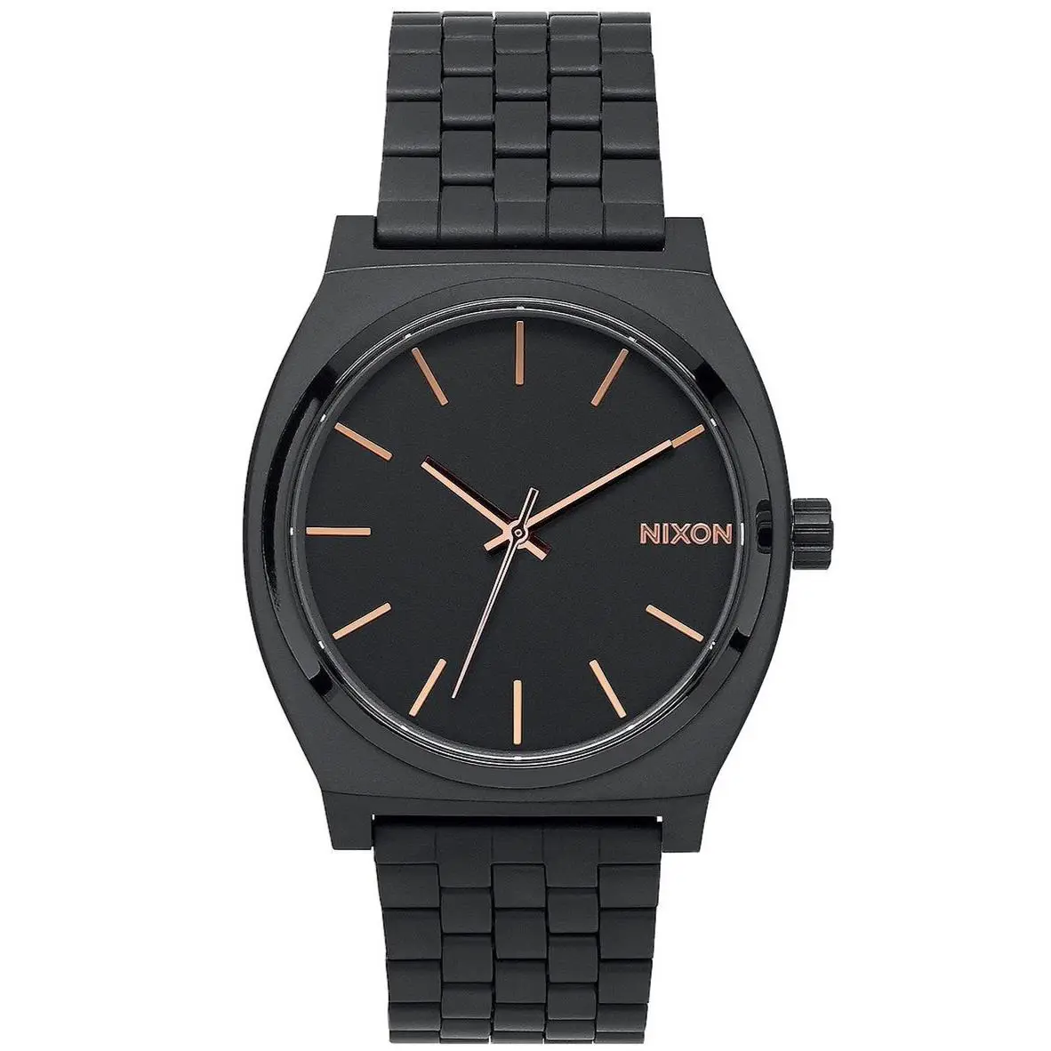 Nixon Time Teller A045-957-00 Men`s 37mm Quartz Black IP Rose Gold Index 100M WR