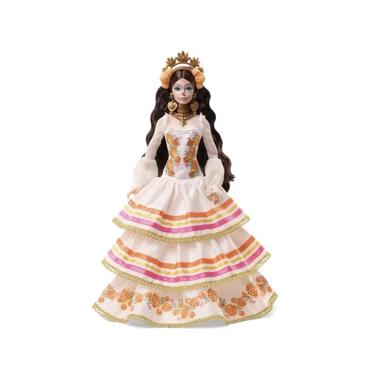 Barbie Día De Muertos 2025 Collectible Doll in Ruffled Cream Gown In Shipper