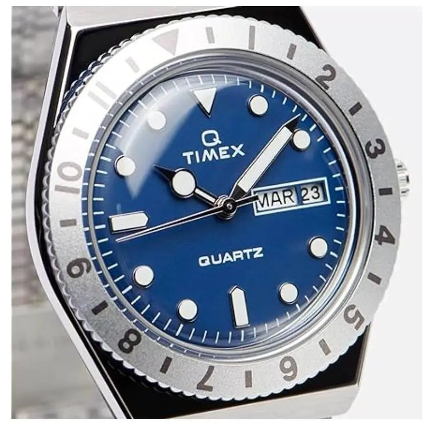 Timex TW2U95500VQ Reissue 36MM Blue Dial Stainless Steel Unisex Watch - Dial: Blue, Band: Silver, Bezel: Blue, Red