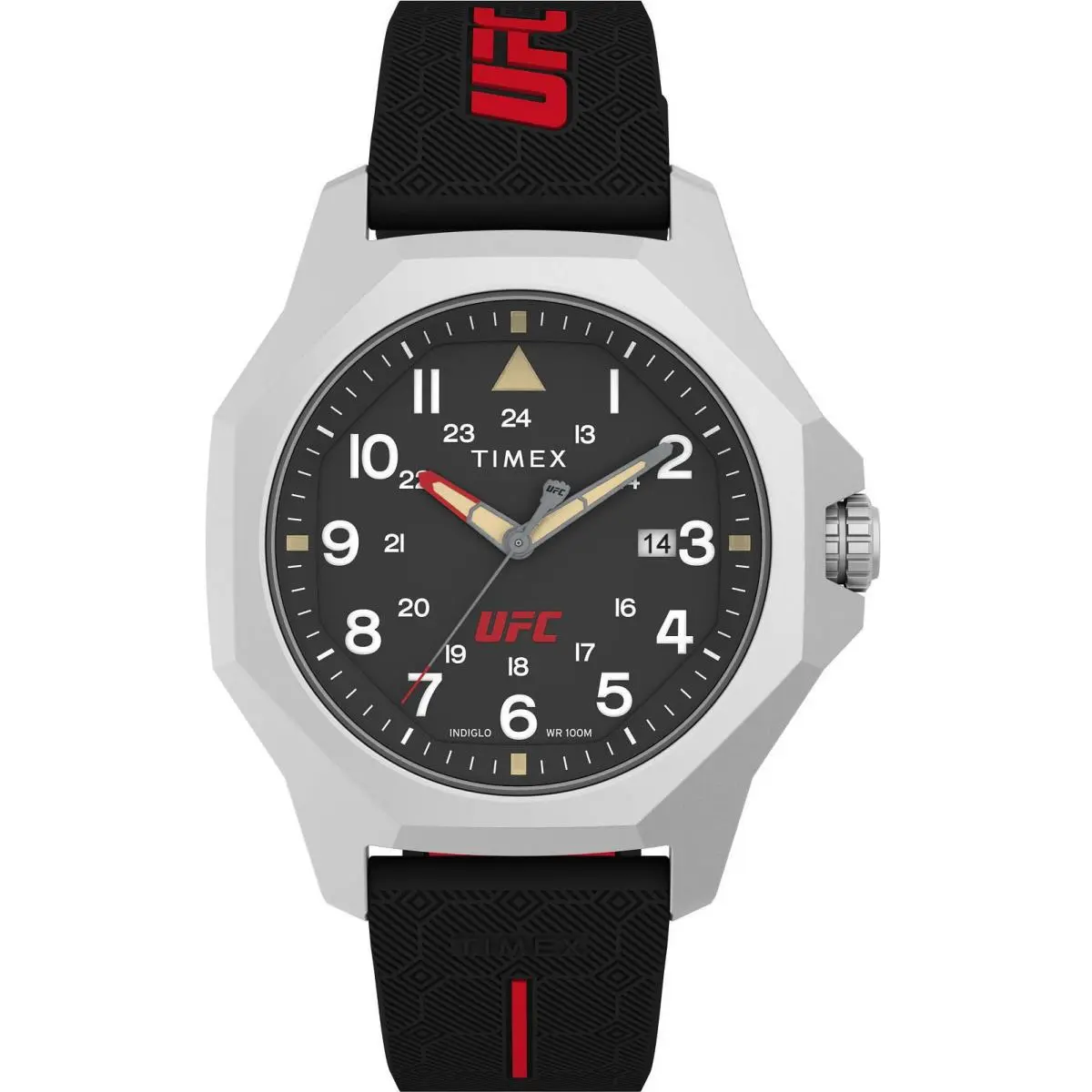 Timex TW2V85400 Ufc Men`s Analog Watch Black Silicone Strap