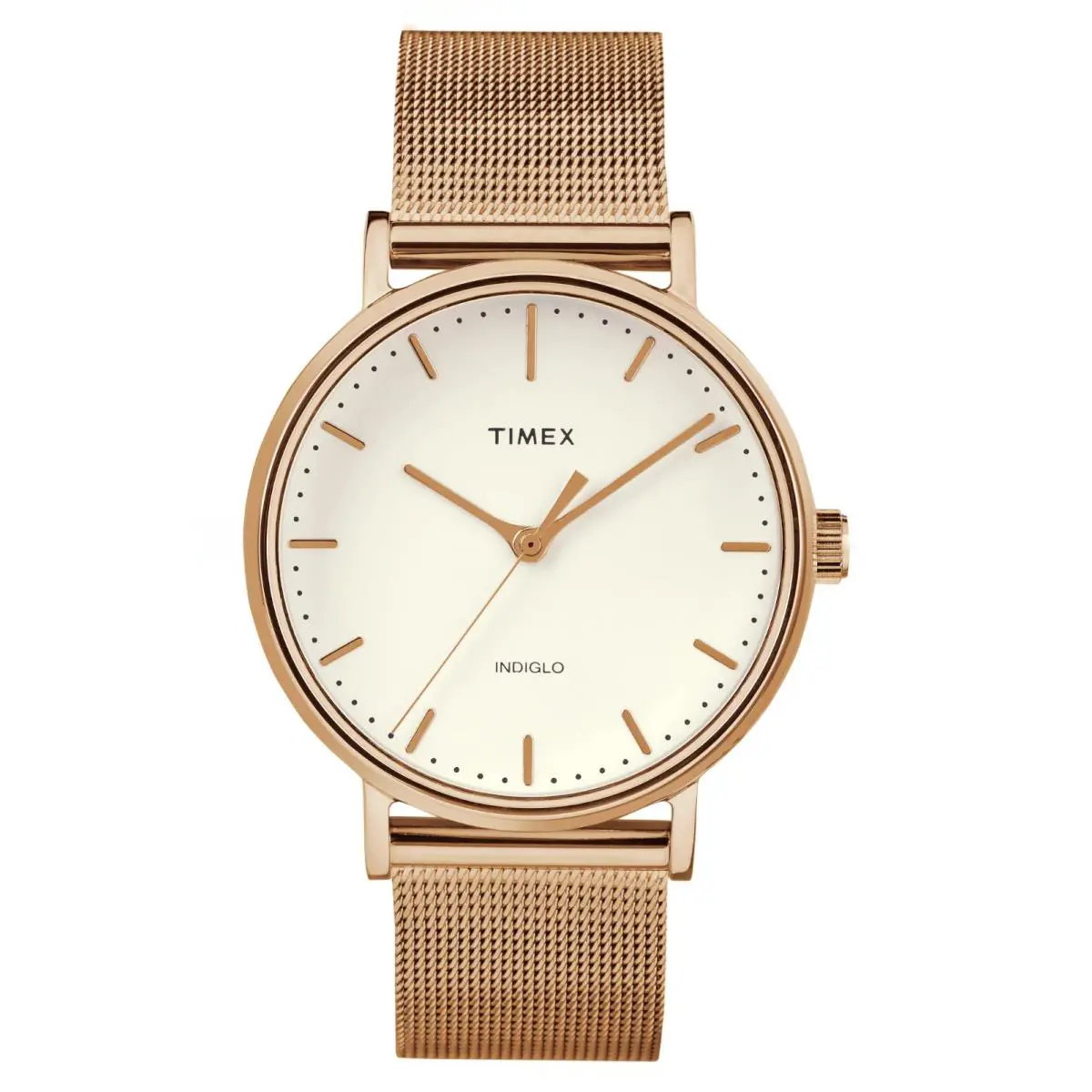 Timex F1830 Rose Gold Fairfield Mesh Band Model TW2R26400 Watch 37 mm - Dial: Cream, Band: Rose Gold, Bezel: Rose Gold