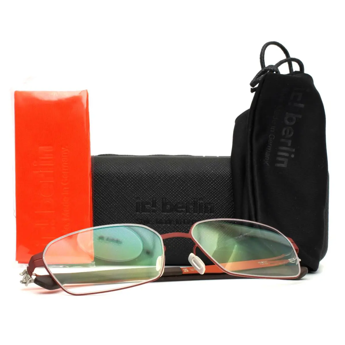IC Berlin Moabit Fired Clay Red Orange Mens Rectangle Eyeglasses 57-15-145
